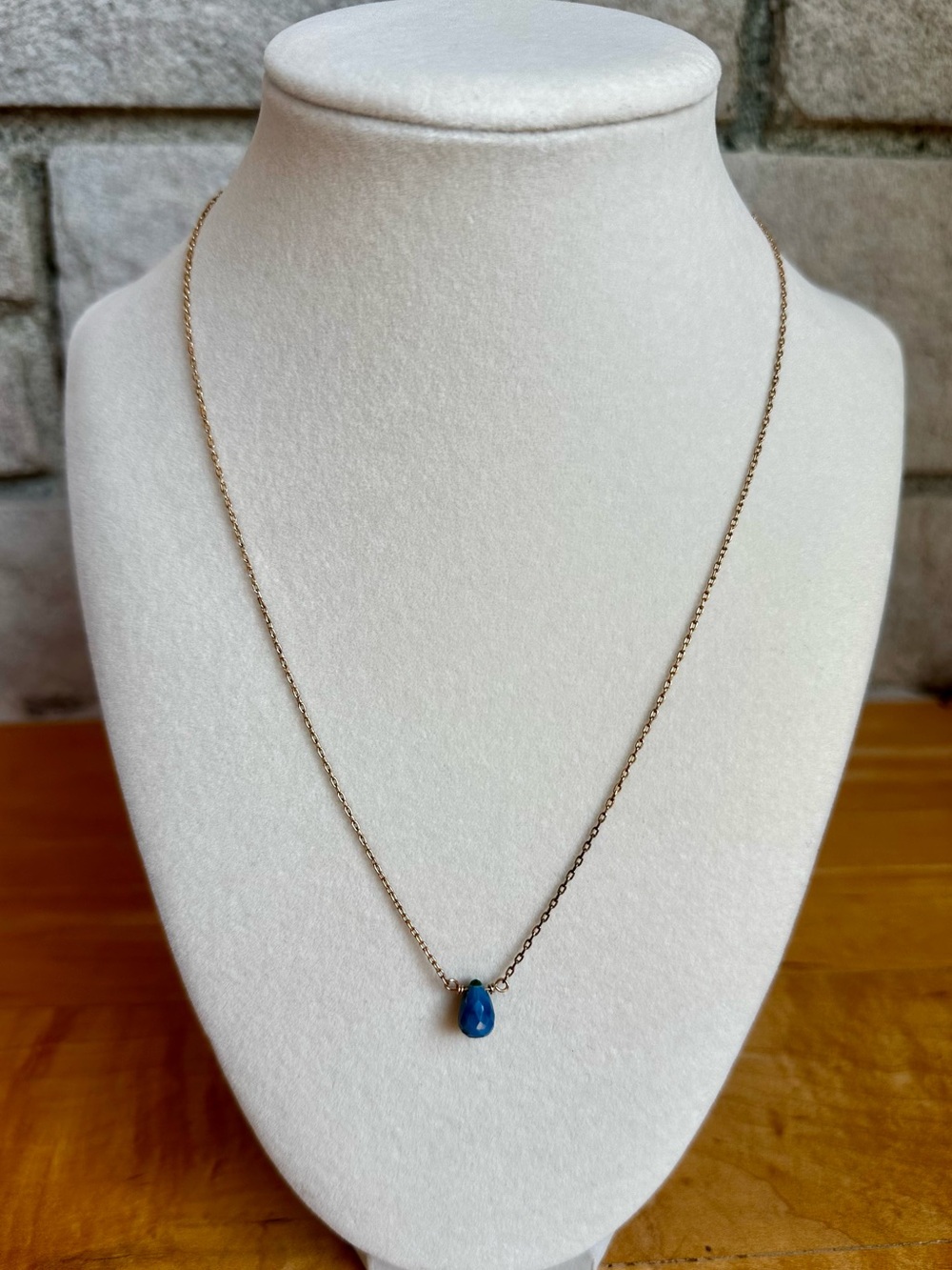 Anthropologie Delicate Blue Teardrop Necklace